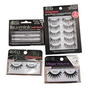 Ardell 4 Pack Bundle of Lashes Whispies, Mega Volume, and Fauxmink Individuals